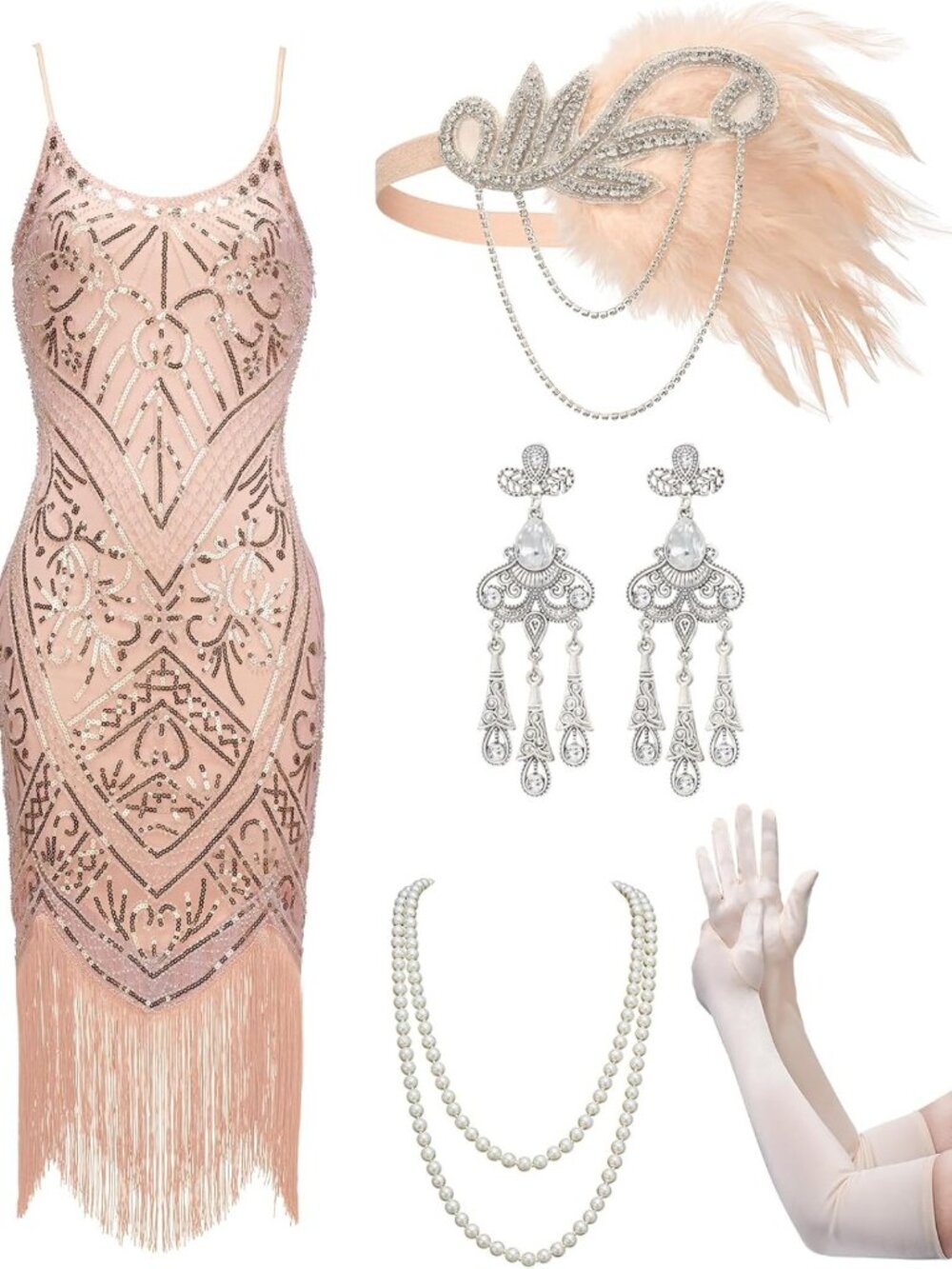 1920s Flapper Dress, Sequin Fringe Cocktail Dress, Great Gatsby Style, Roaring